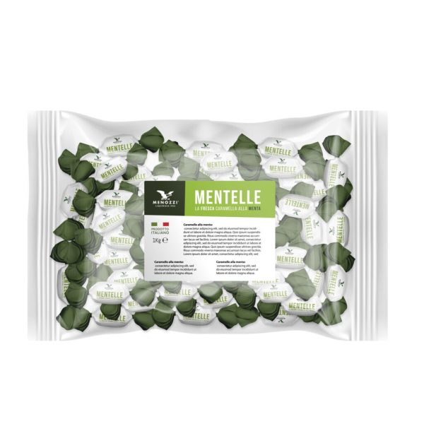 MENTELLA, caralemelle alla menta incartate singorlarmente in sacchetto (1 kg)