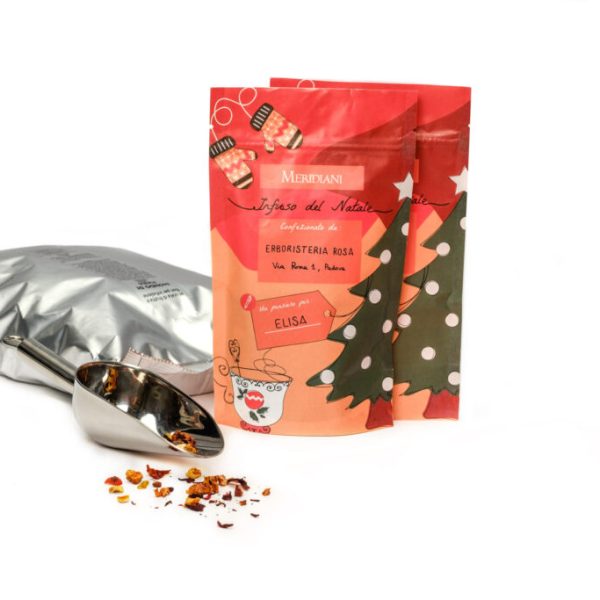 Infuso del Natale, Miscela di frutta del Natale + 50 sacchetti in carta riciclabile con zip, doypack