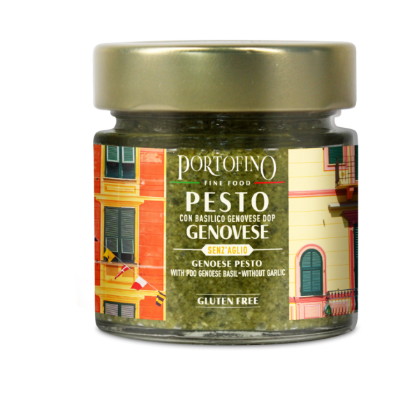 Pesto Genovese senza aglio a lunga conservazione, 100g "Portofino" - Vaso vetro in astuccio