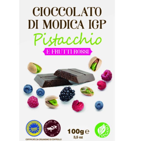 Cioccolato di Modica IGP Pistacchio e Frutti Rossi
