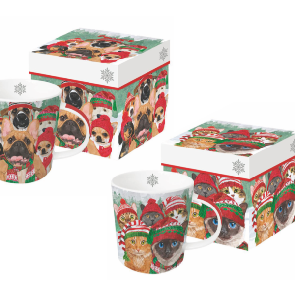 PUPPIES IN THE SNOW, bicchiere per Natale (2x 350 ml)