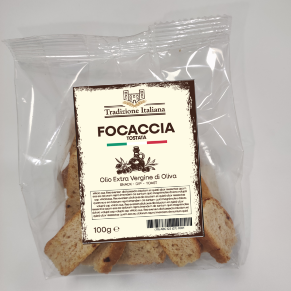 Focaccia tostata Olive Nere (6%) (100 g)