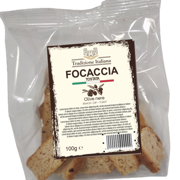 Focaccia tostata Olive Nere (6%) (100 g)