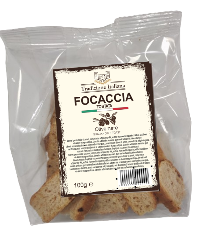 Focaccia tostata Olive Nere (6%) (100 g)