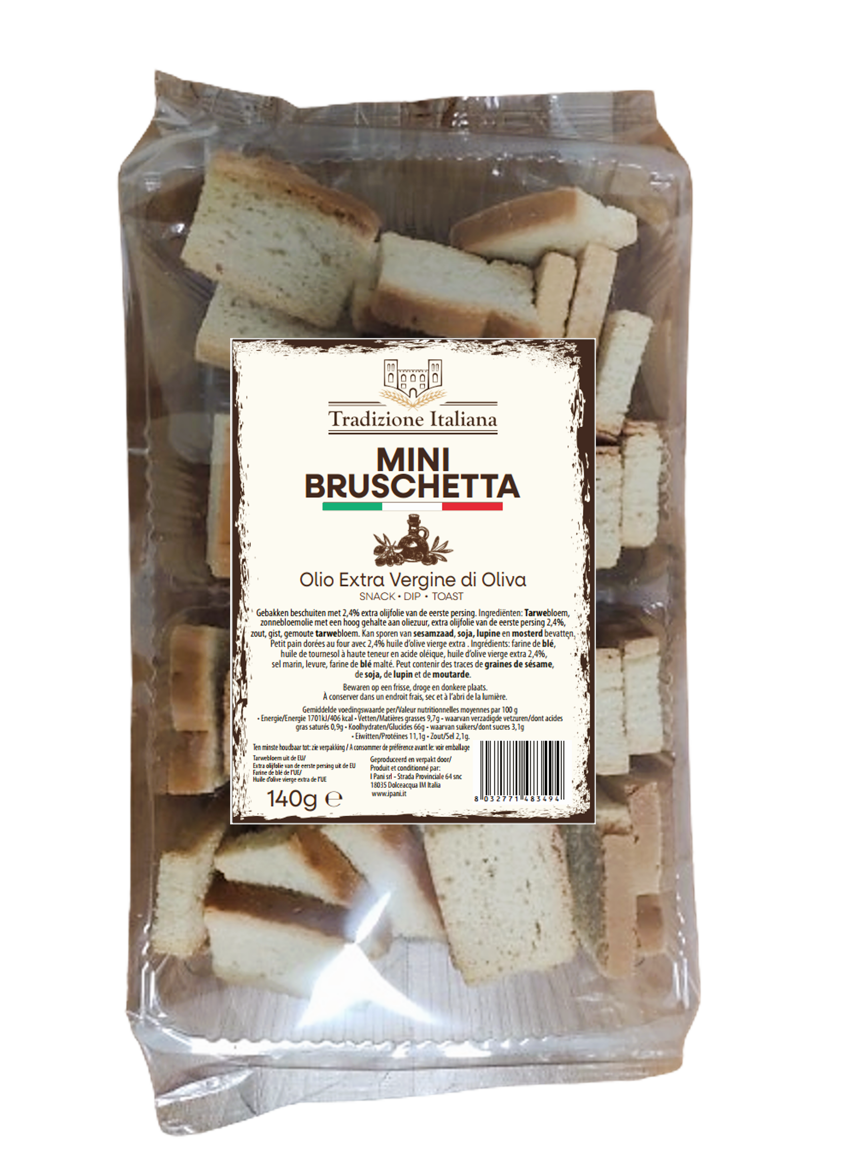 Mini bruschetta, Olio extravergine di Oliva (2,4%) (140 g)